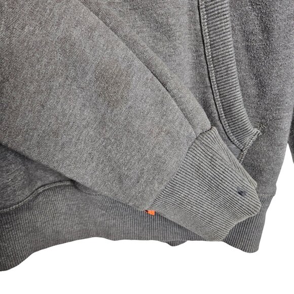 Superdry Vintage Gray Hoodie Red White Logo Drawstring Hood Kangaroo Mens L - Picture 3 of 7